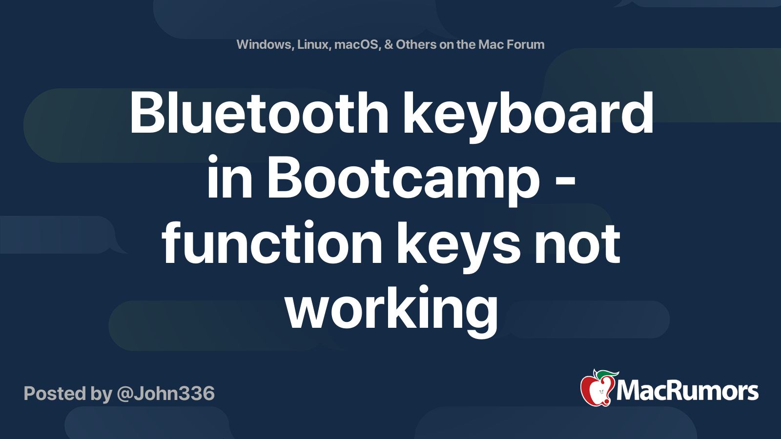 Bluetooth keyboard in Bootcamp function keys not working MacRumors Forums