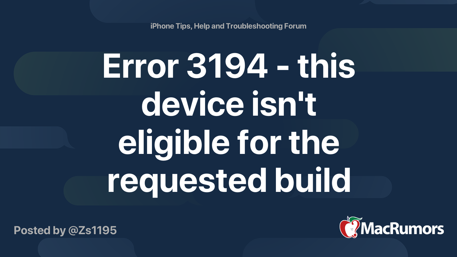 Error 3194 this device isn't eligible for the requested build
