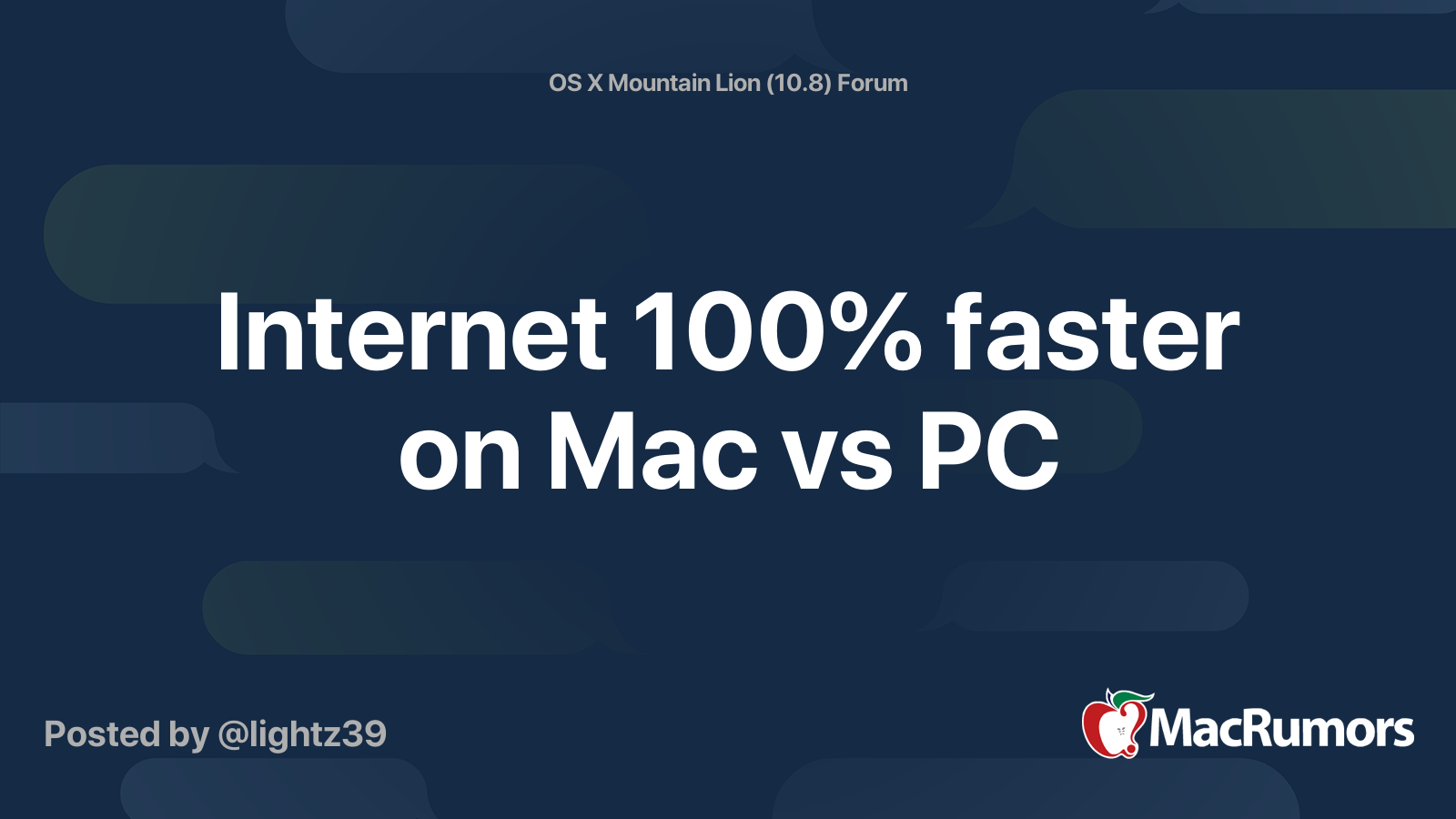 100 faster on Mac vs PC MacRumors Forums