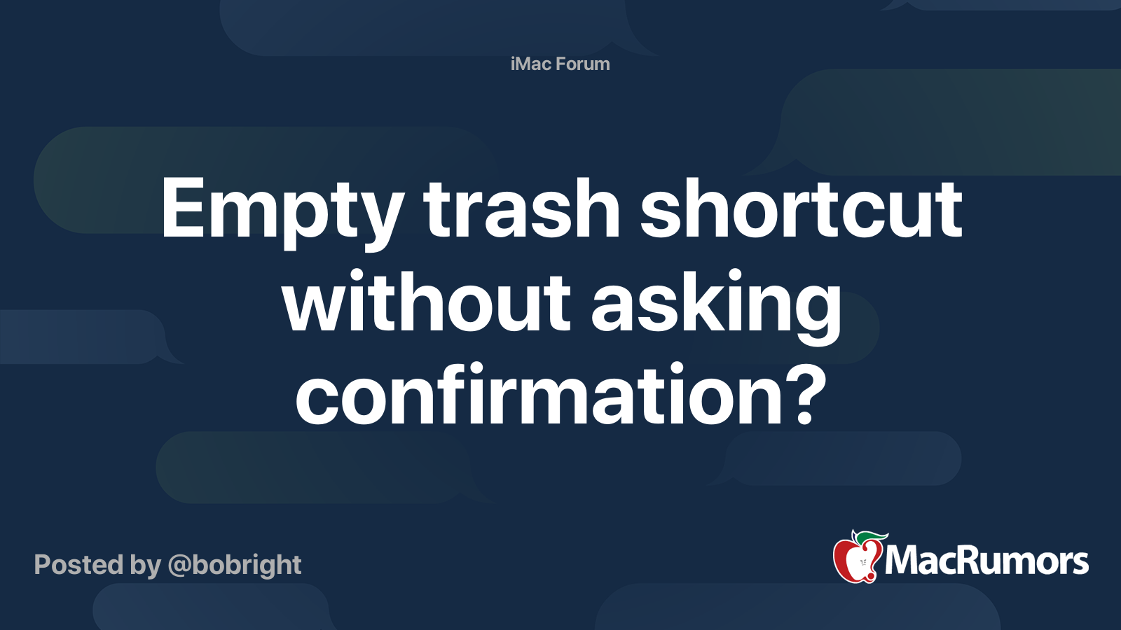 Empty trash shortcut without asking confirmation? MacRumors Forums
