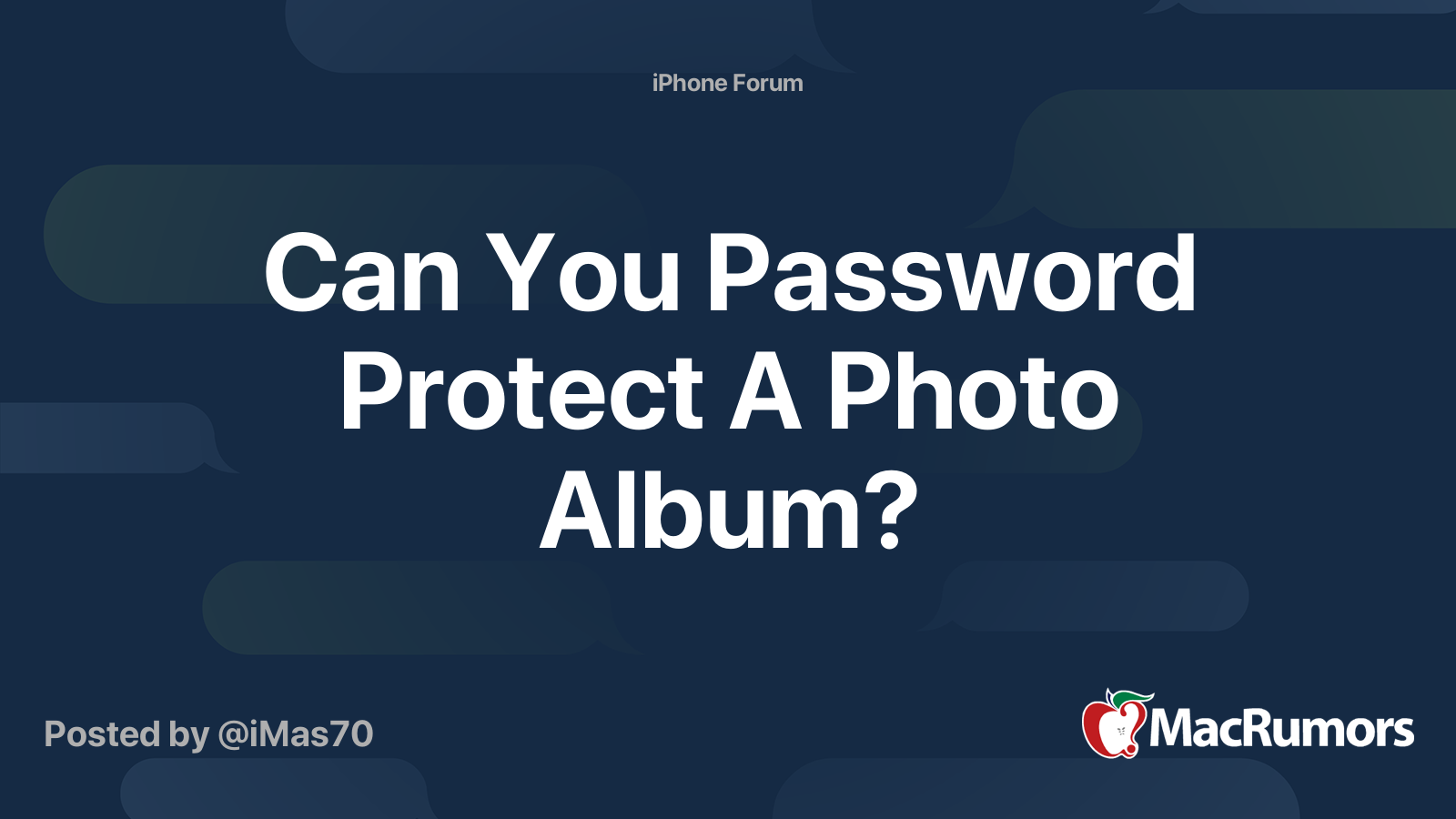Can You Password Protect A Photo Album? MacRumors Forums