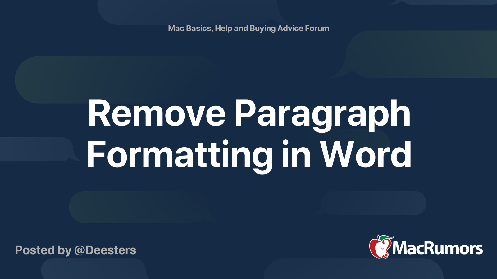 Remove Paragraph Formatting In Word MacRumors Forums