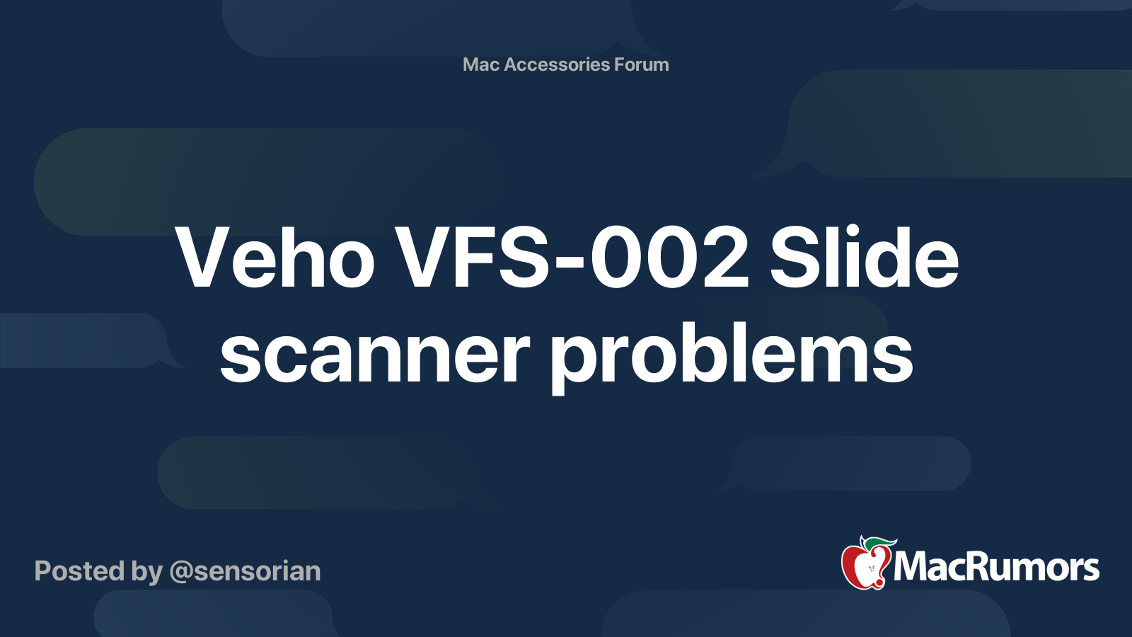 Veho VFS002 Slide scanner problems MacRumors Forums