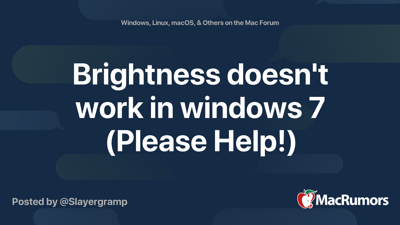 Brightness doesn't work in windows 7 (Please Help!) MacRumors Forums