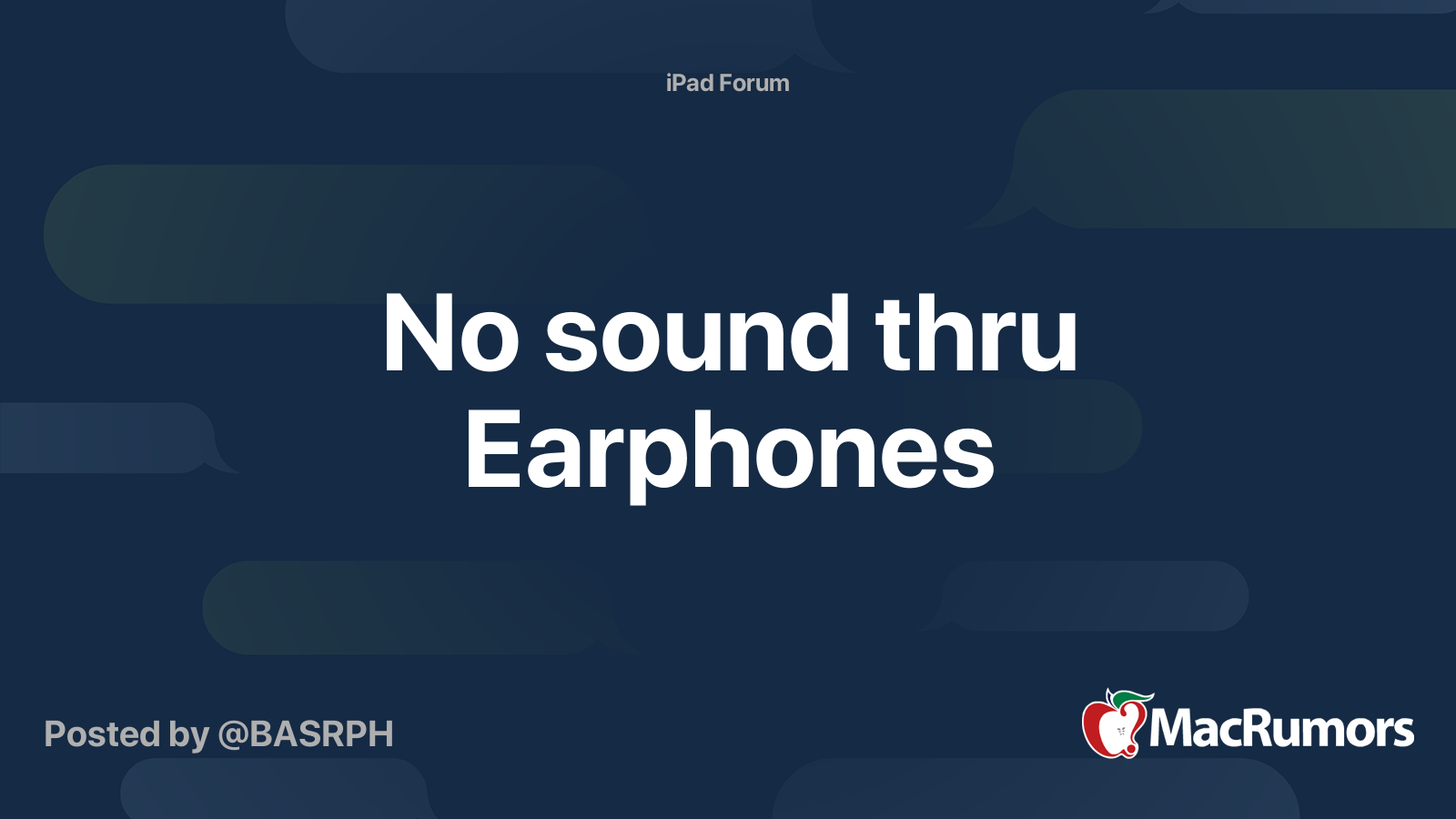 No sound thru Earphones MacRumors Forums