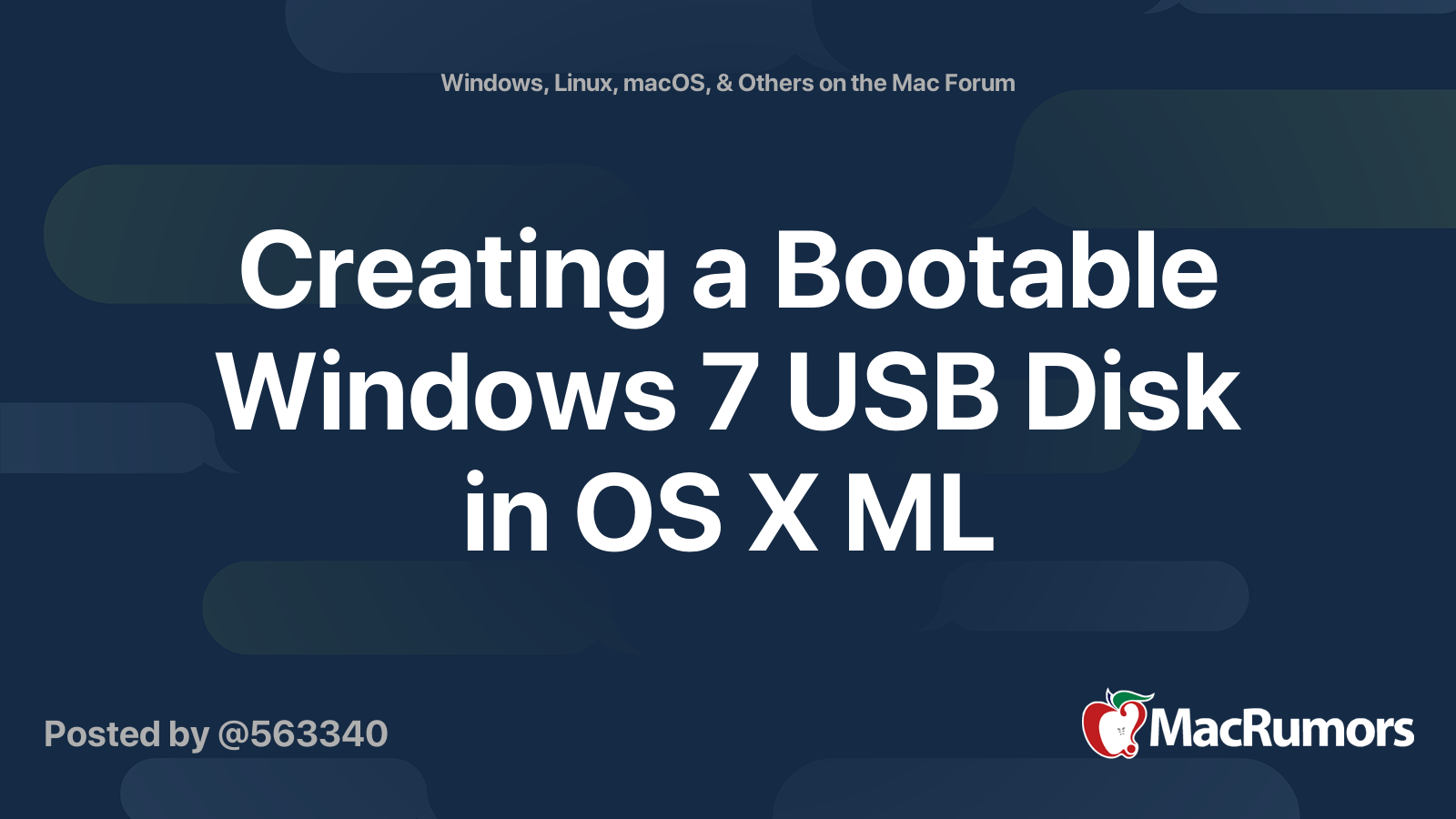 Creating A Bootable Windows 7 Usb Disk In Os X Ml Macrumors Forums