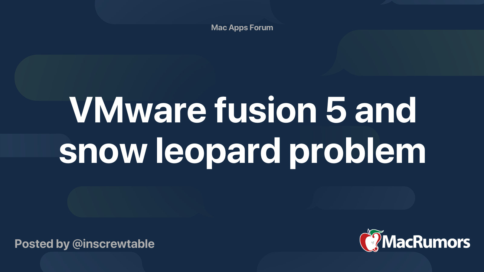 Vmware Fusion 5 And Snow Leopard Problem Macrumors Forums