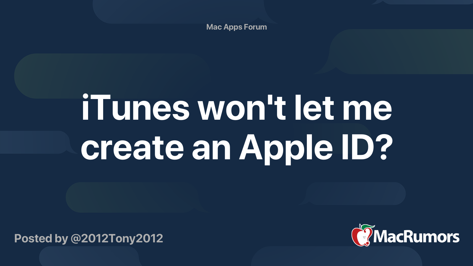 iTunes won't let me create an Apple ID? | MacRumors Forums - Apple Id Won T Let Me Sign In
