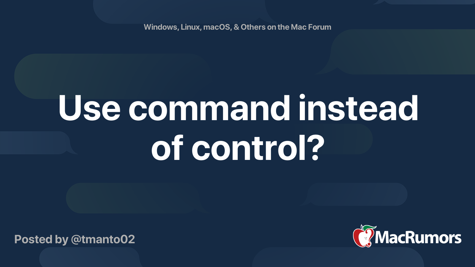 Use command instead of control? MacRumors Forums