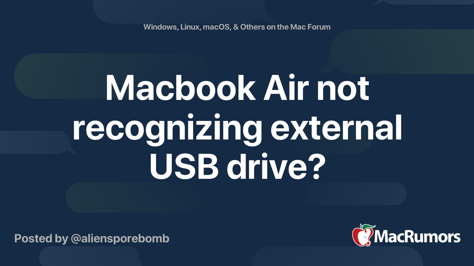 Macbook Air not recognizing external USB drive? MacRumors Forums