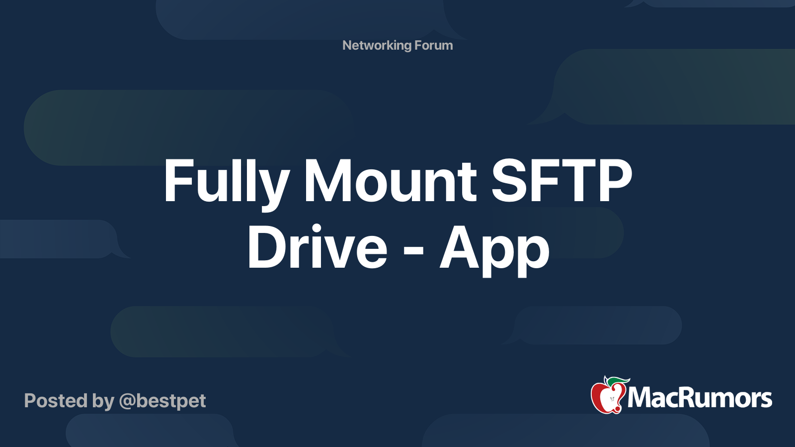 Fully Mount SFTP Drive - App | MacRumors Forums