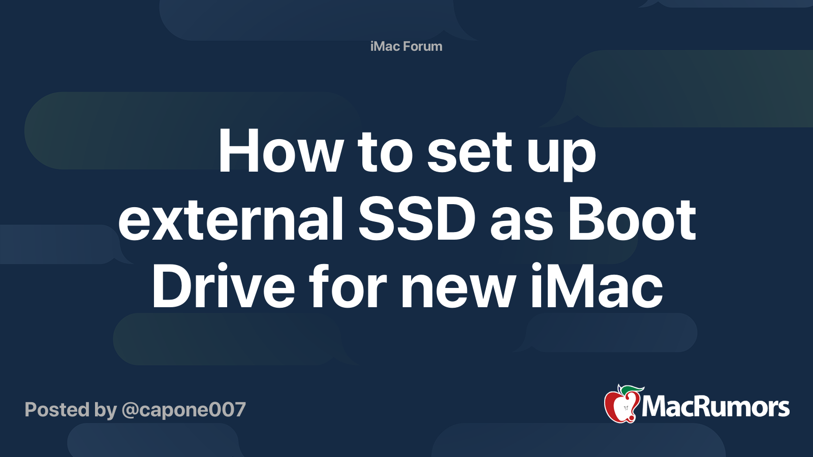 How to set up external SSD as Boot Drive for new iMac MacRumors Forums