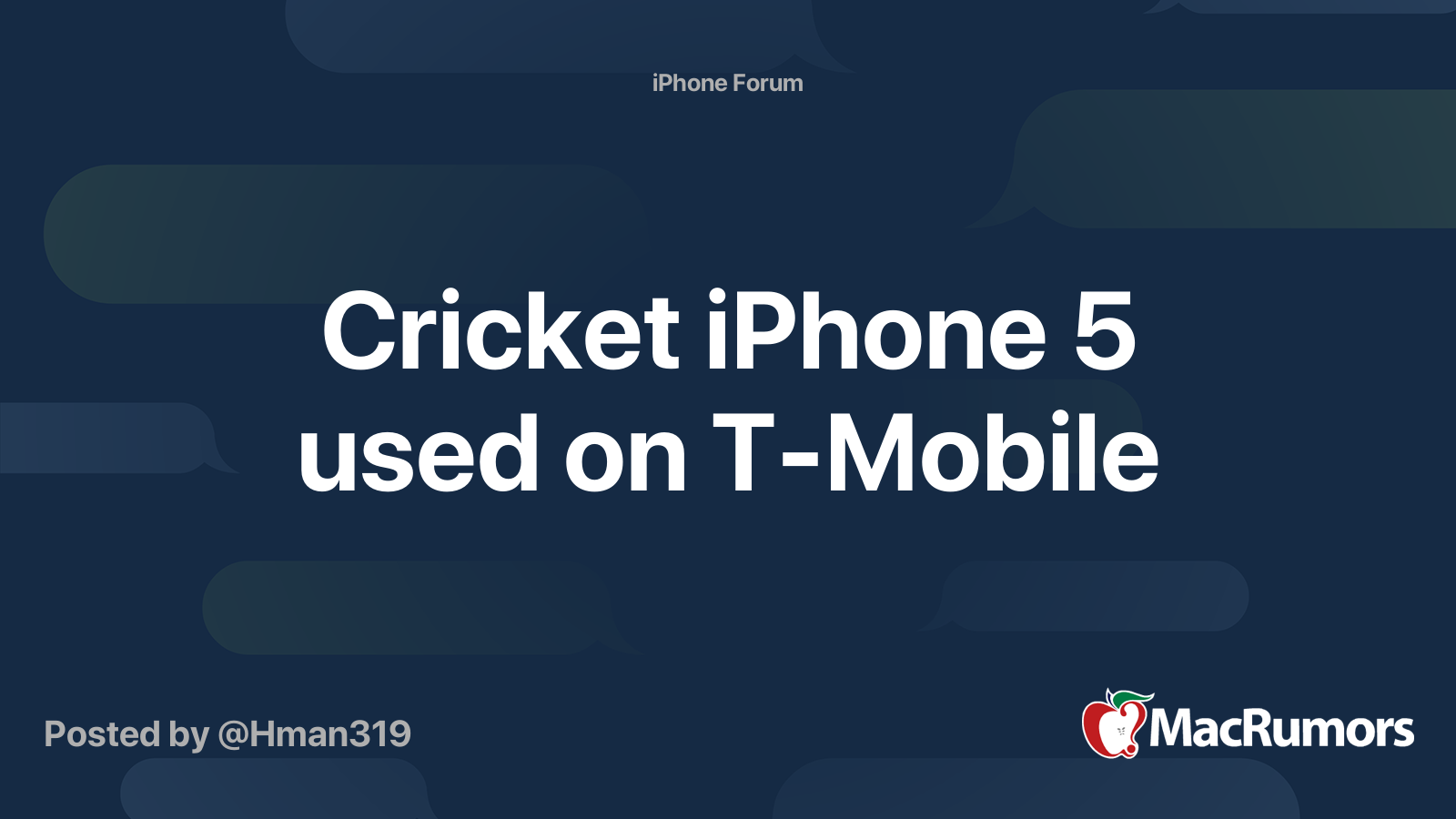 Cricket iPhone 5 used on TMobile MacRumors Forums