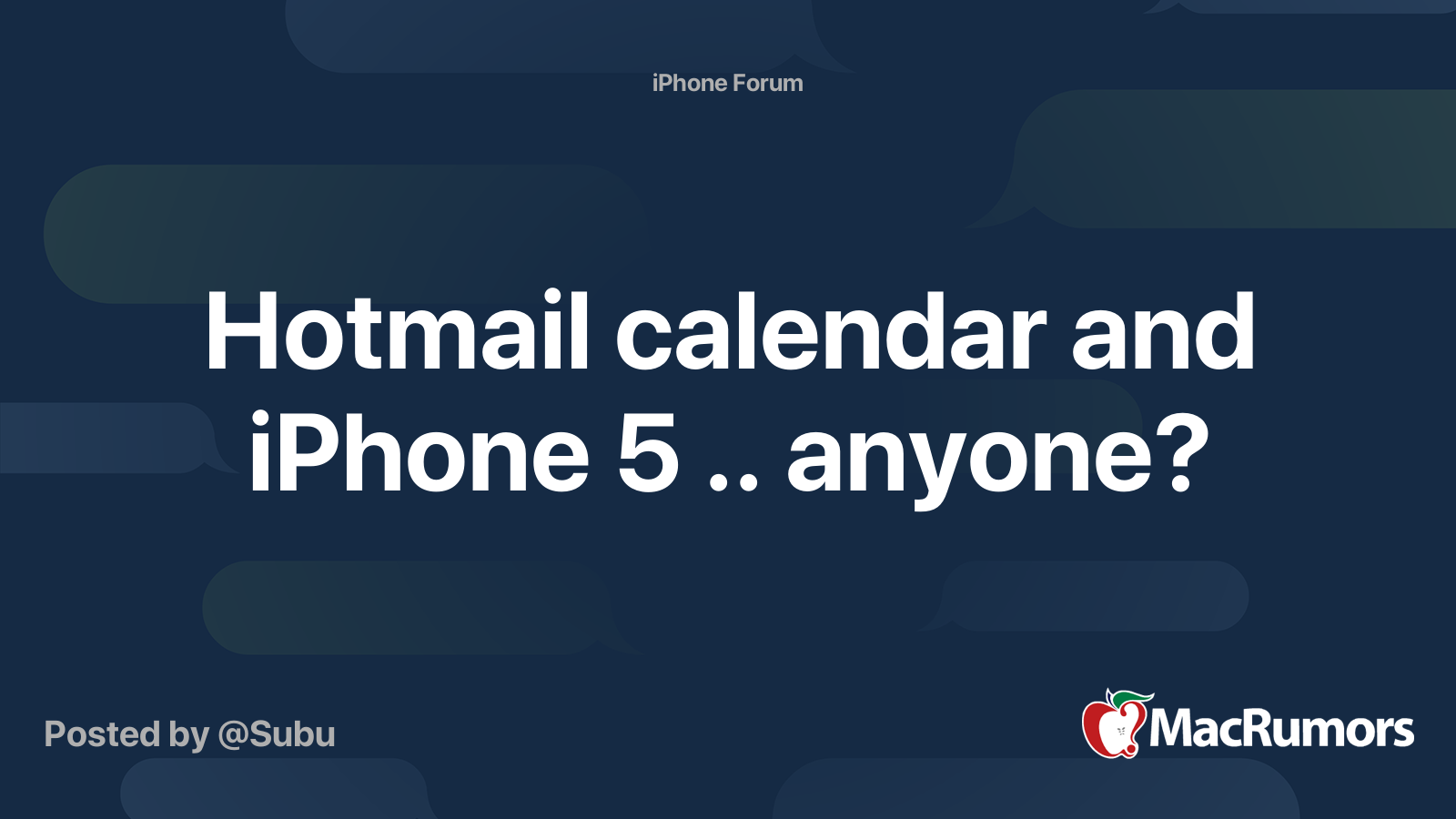 Hotmail calendar and iPhone 5 .. anyone? MacRumors Forums