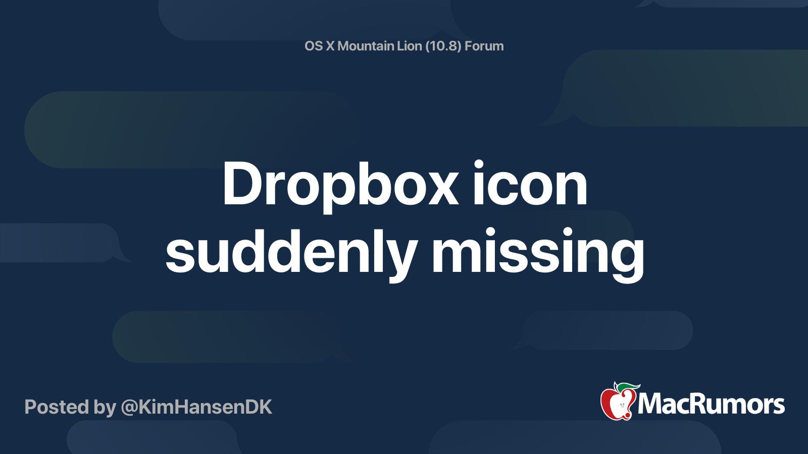 Dropbox icon suddenly missing MacRumors Forums