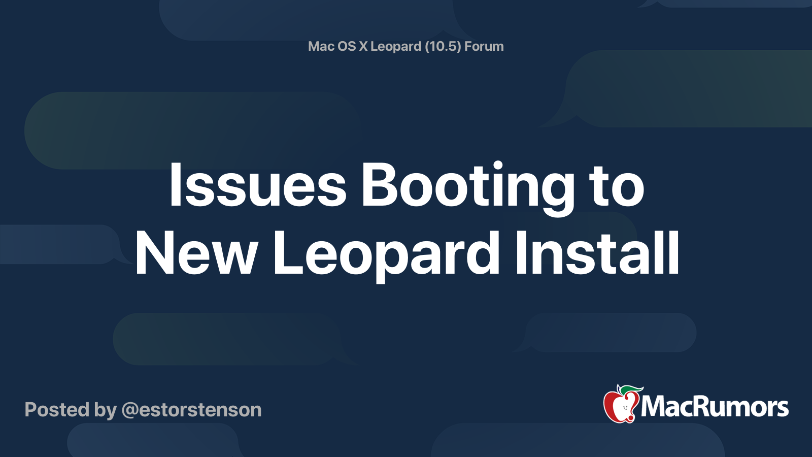 Issues Booting to New Leopard Install | MacRumors Forums