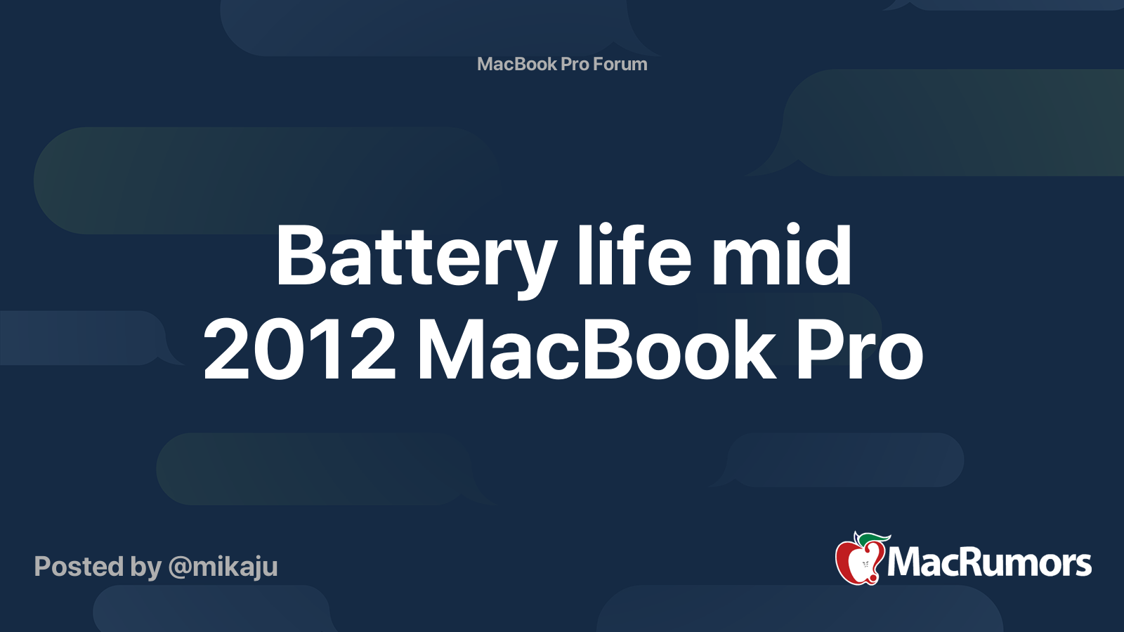 Battery Life Mid 12 Macbook Pro Macrumors Forums