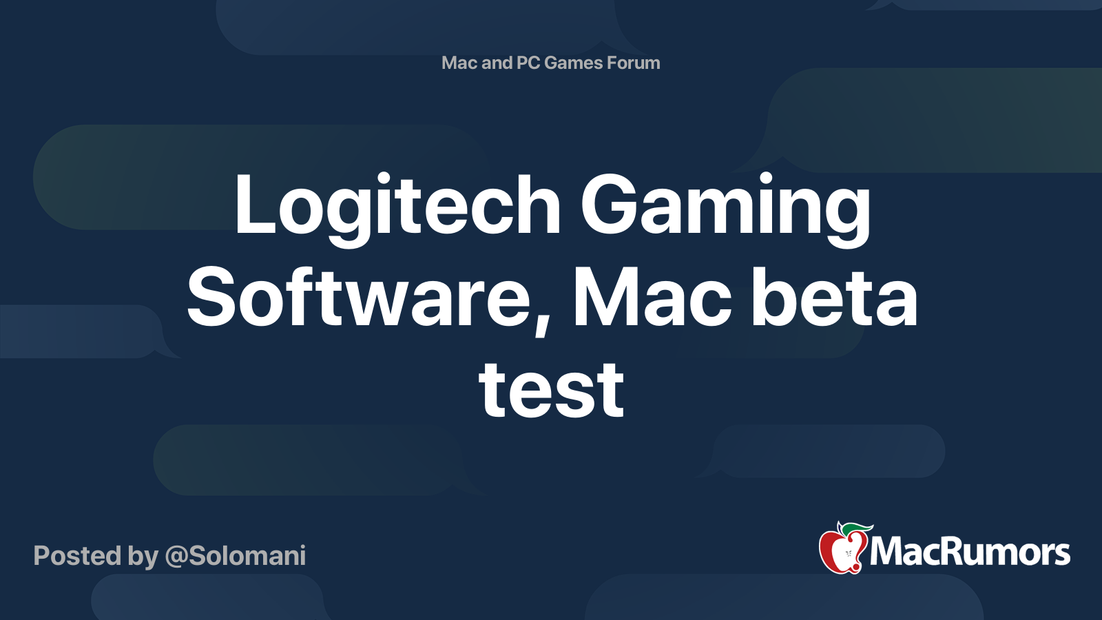 Logitech Gaming Software Mac Beta Test Macrumors Forums