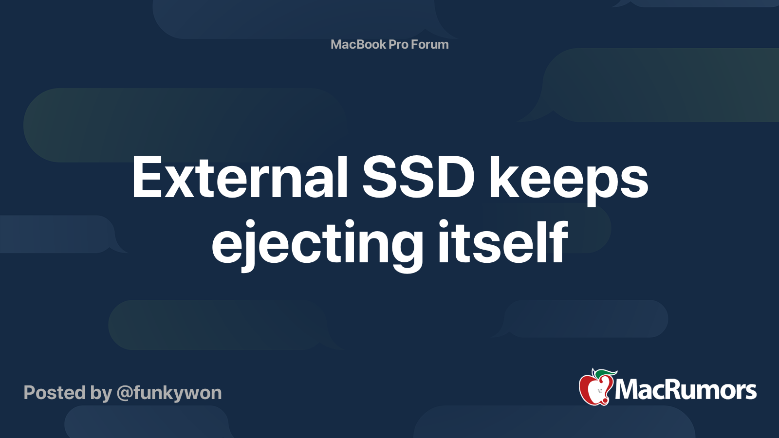 External SSD keeps ejecting itself MacRumors Forums