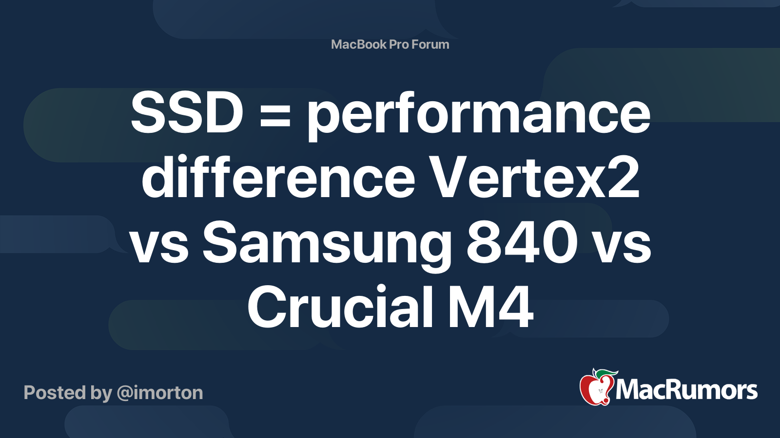 Ssd Performance Difference Vertex2 Vs Samsung 840 Vs Crucial M4 Macrumors Forums