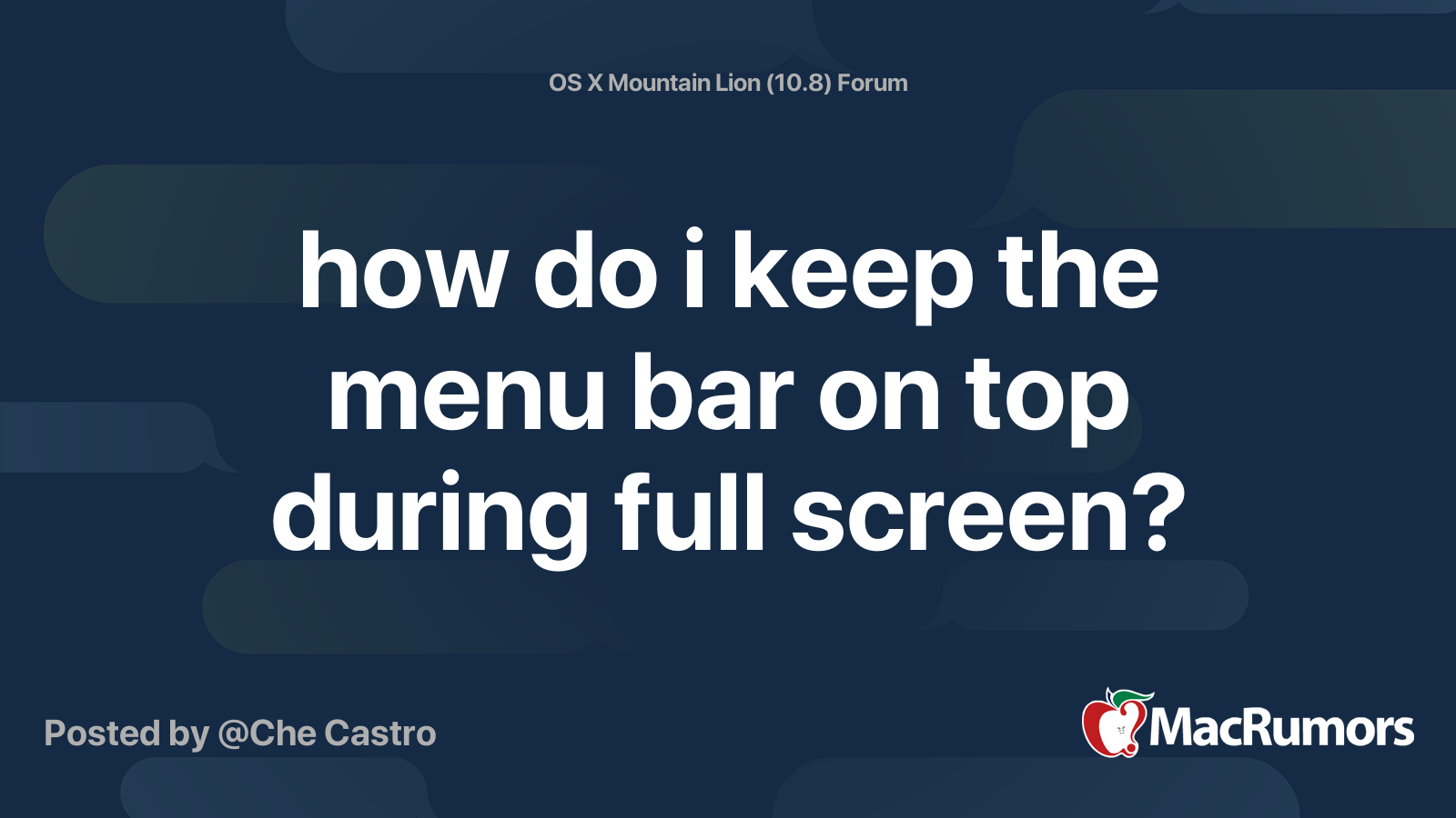 how do i keep the menu bar on top during full screen? MacRumors Forums