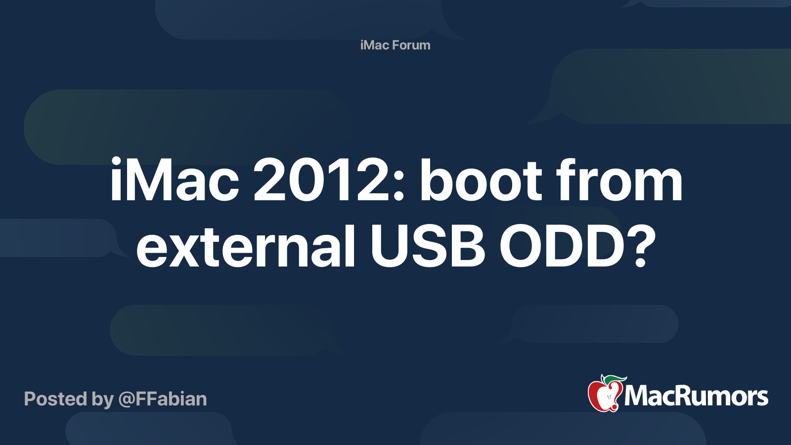 iMac 2012 boot from external USB ODD? MacRumors Forums