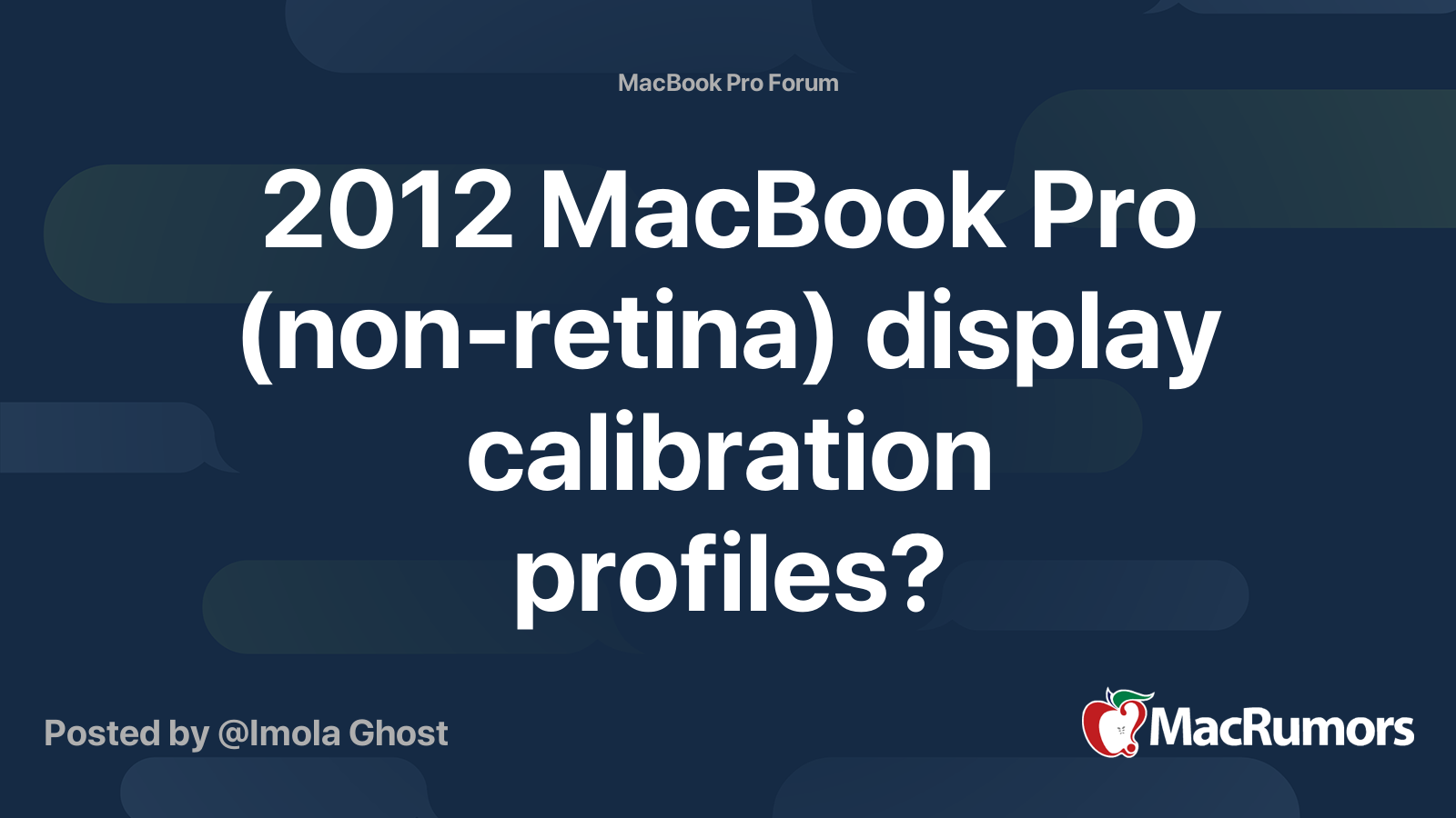 2012 MacBook Pro (nonretina) display calibration profiles? MacRumors