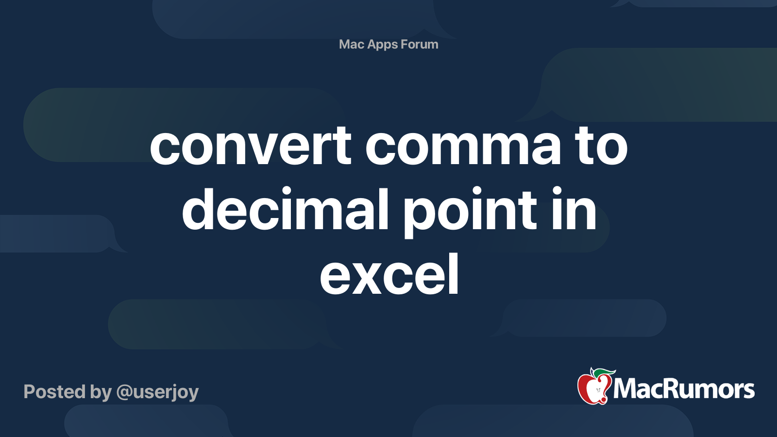 Convert Comma To Decimal Point In Excel