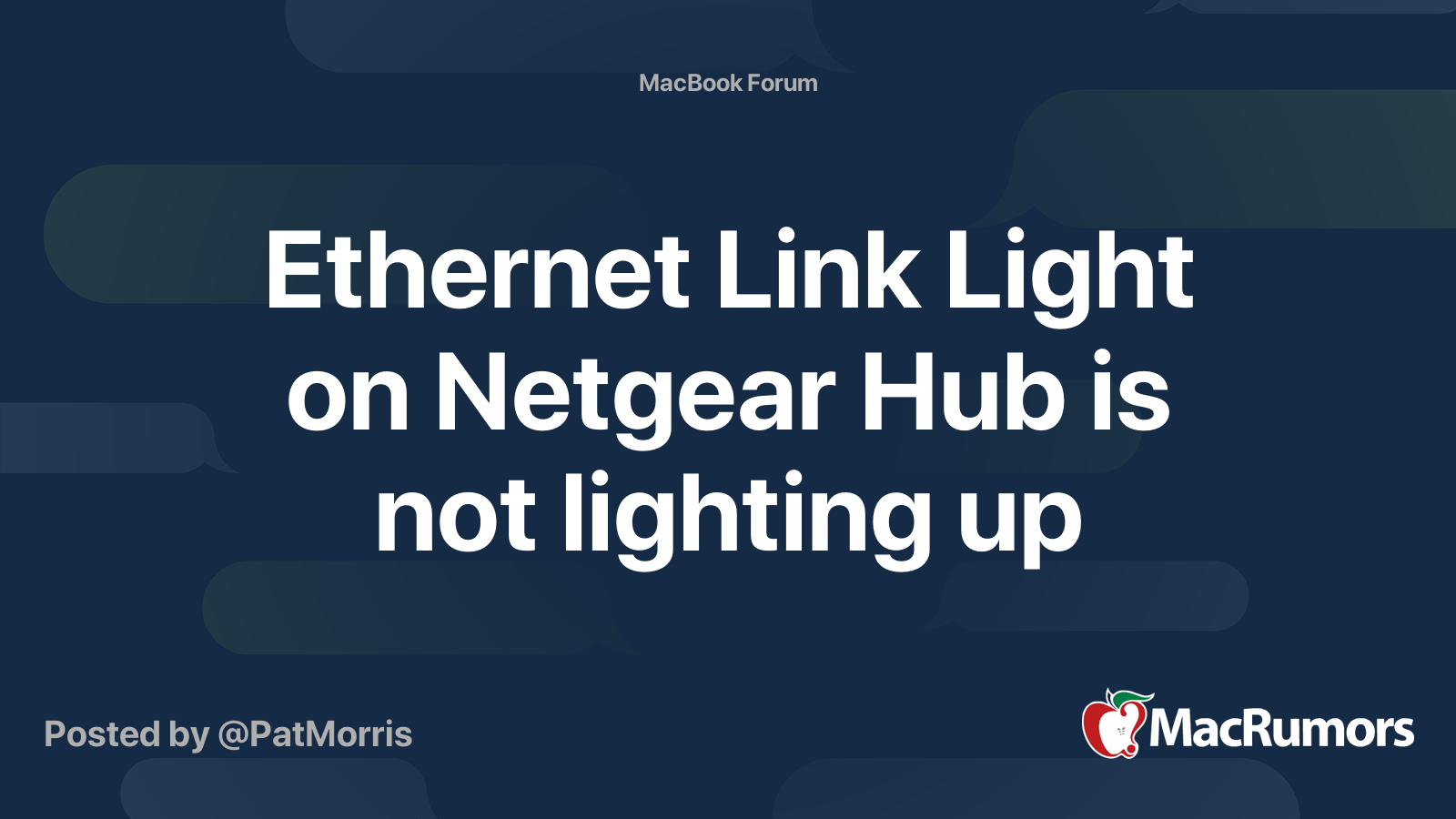 Link Light on Netgear Hub is not lighting up MacRumors Forums