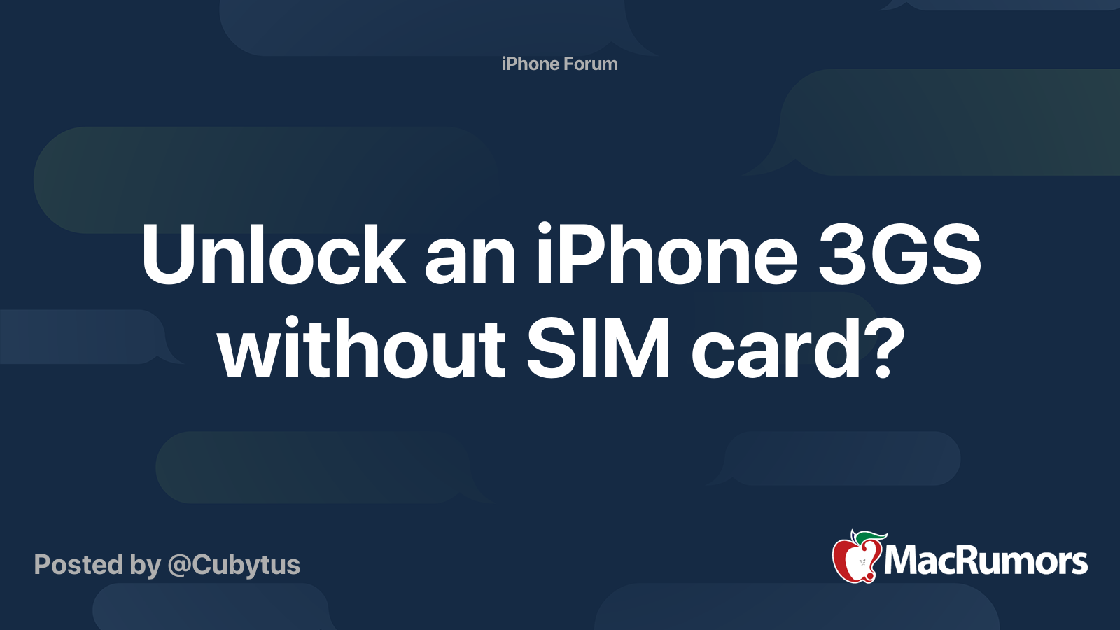 Unlock An Iphone 3gs Without Sim Card Macrumors Forums