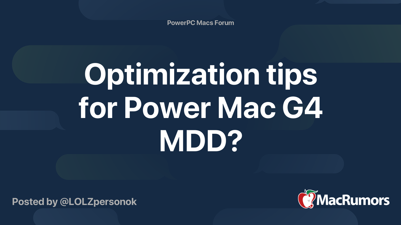 Optimization tips for Power Mac G4 MDD? | MacRumors Forums