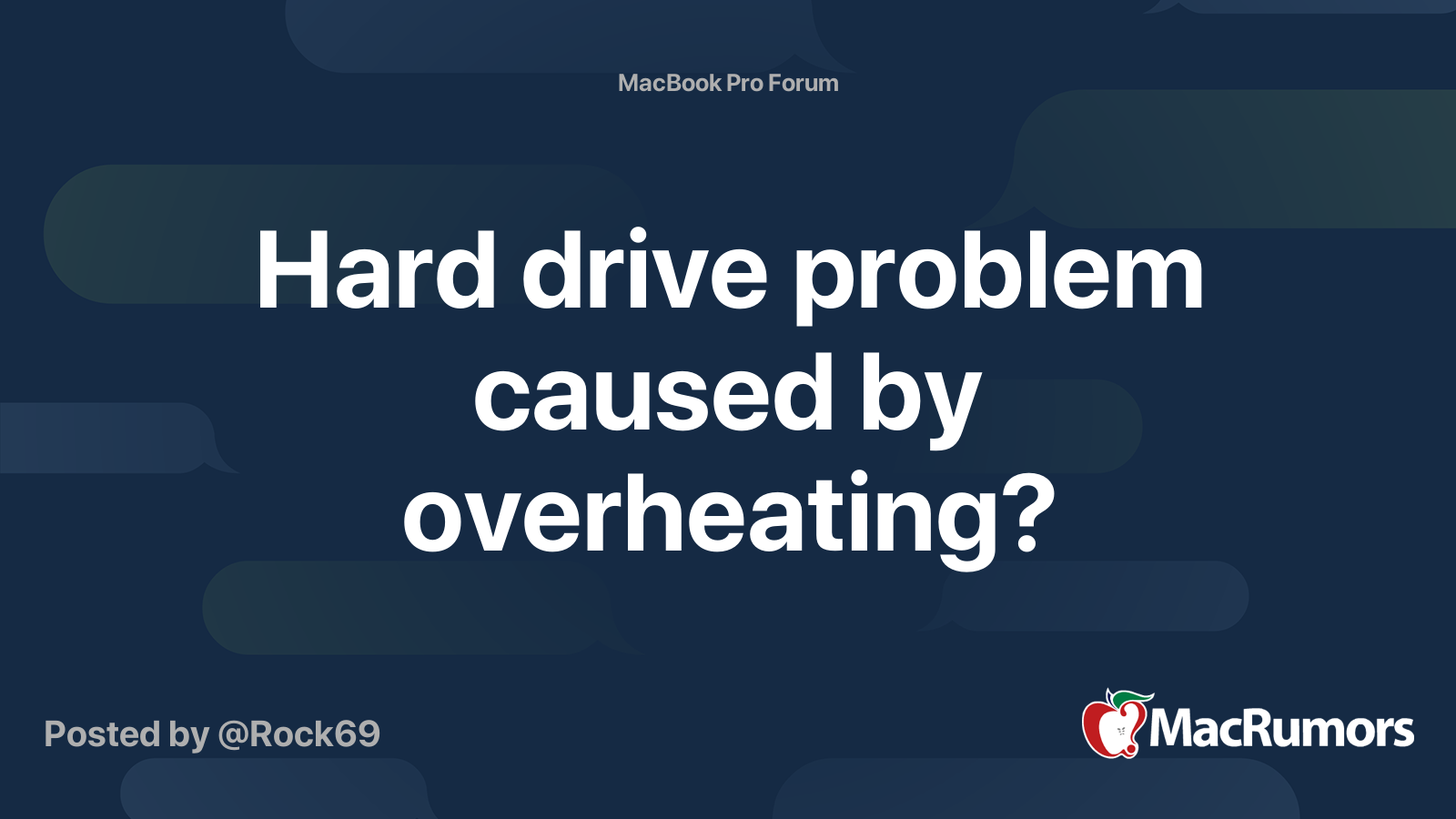 Hard drive problem caused by overheating? | MacRumors Forums