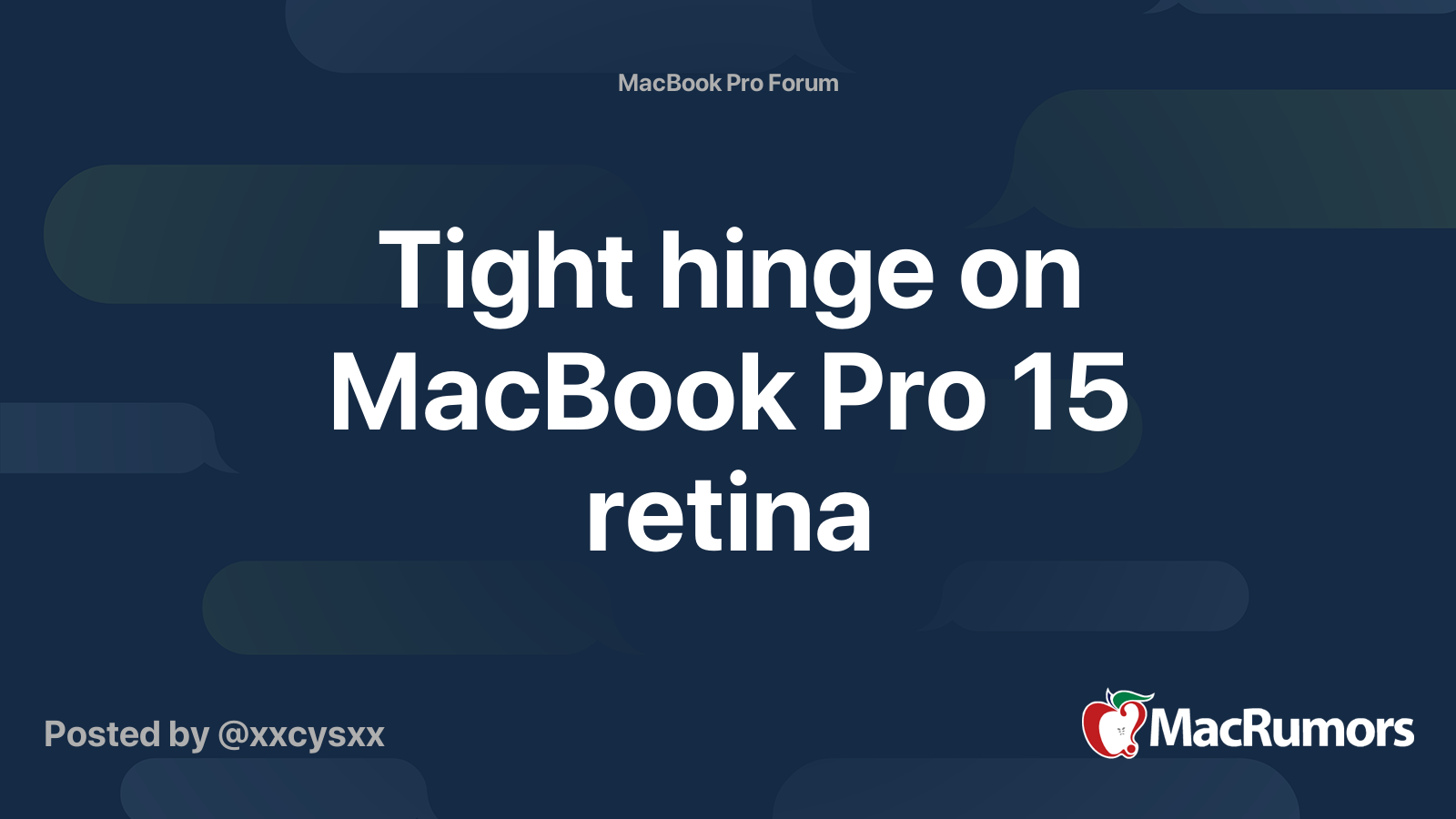 Tight hinge on MacBook Pro 15 retina | MacRumors Forums