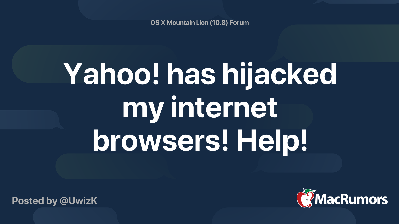 Yahoo! has hijacked my internet browsers! Help! | MacRumors Forums