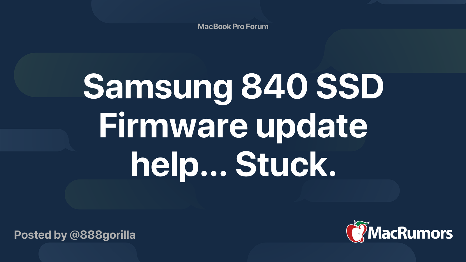 Samsung 840 SSD Firmware update Stuck. | MacRumors Forums