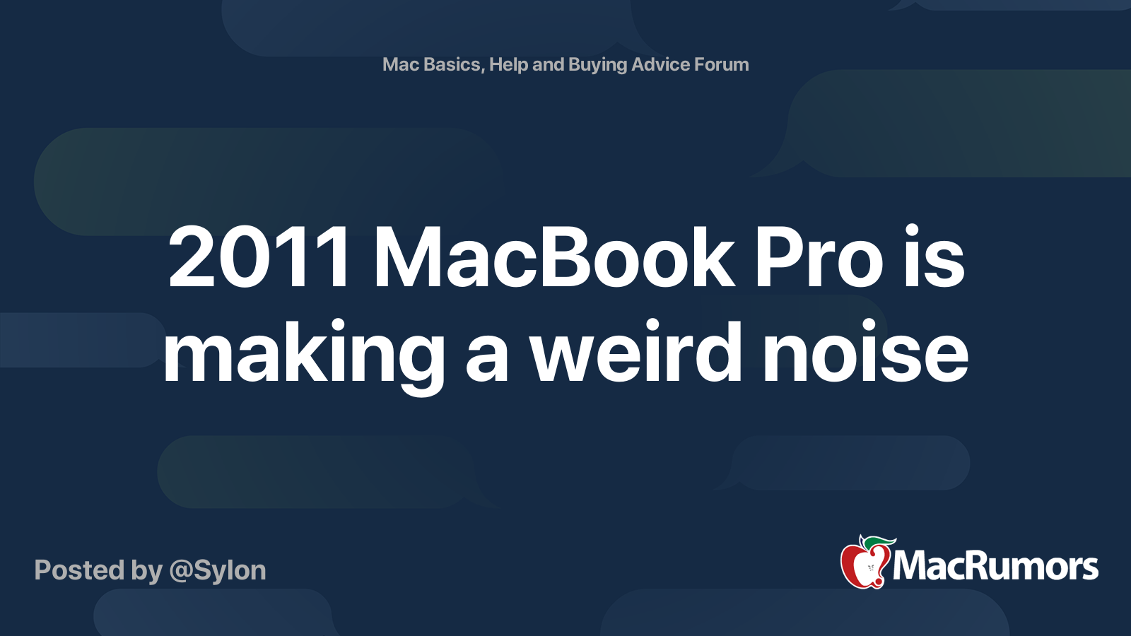 2011 MacBook Pro is making a weird noise MacRumors Forums