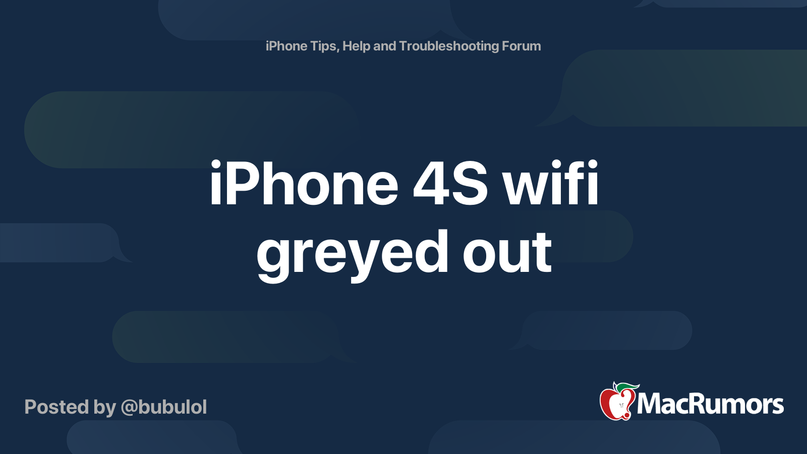 Iphone 4s Wifi Greyed Out Macrumors Forums