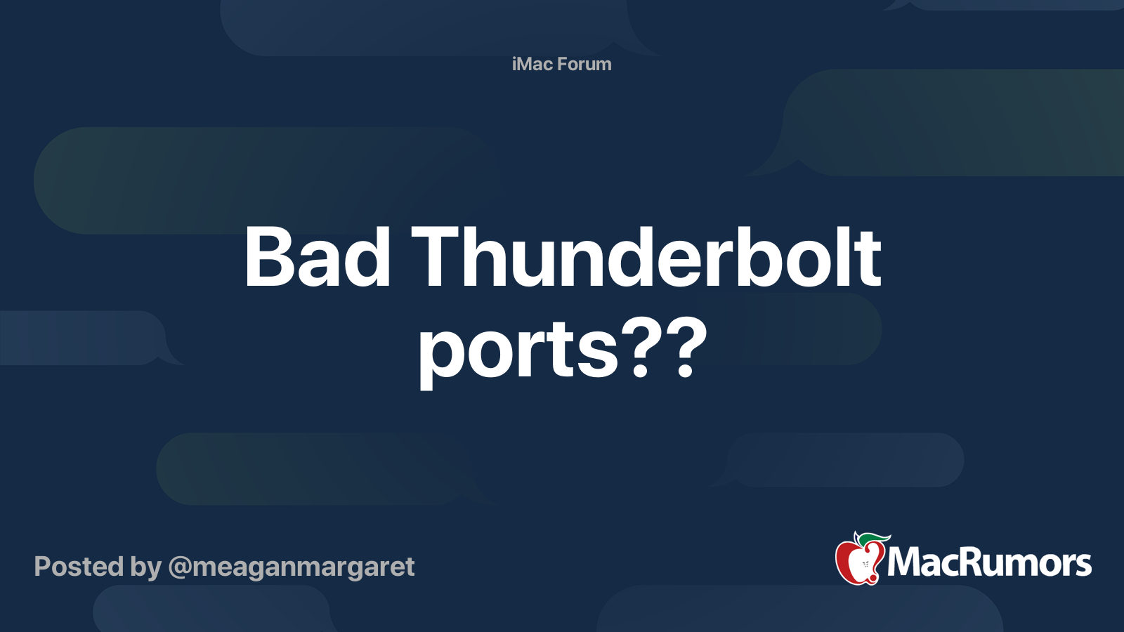 Bad Thunderbolt ports?? MacRumors Forums