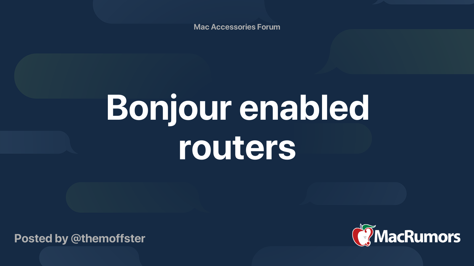 Bonjour enabled routers | MacRumors Forums