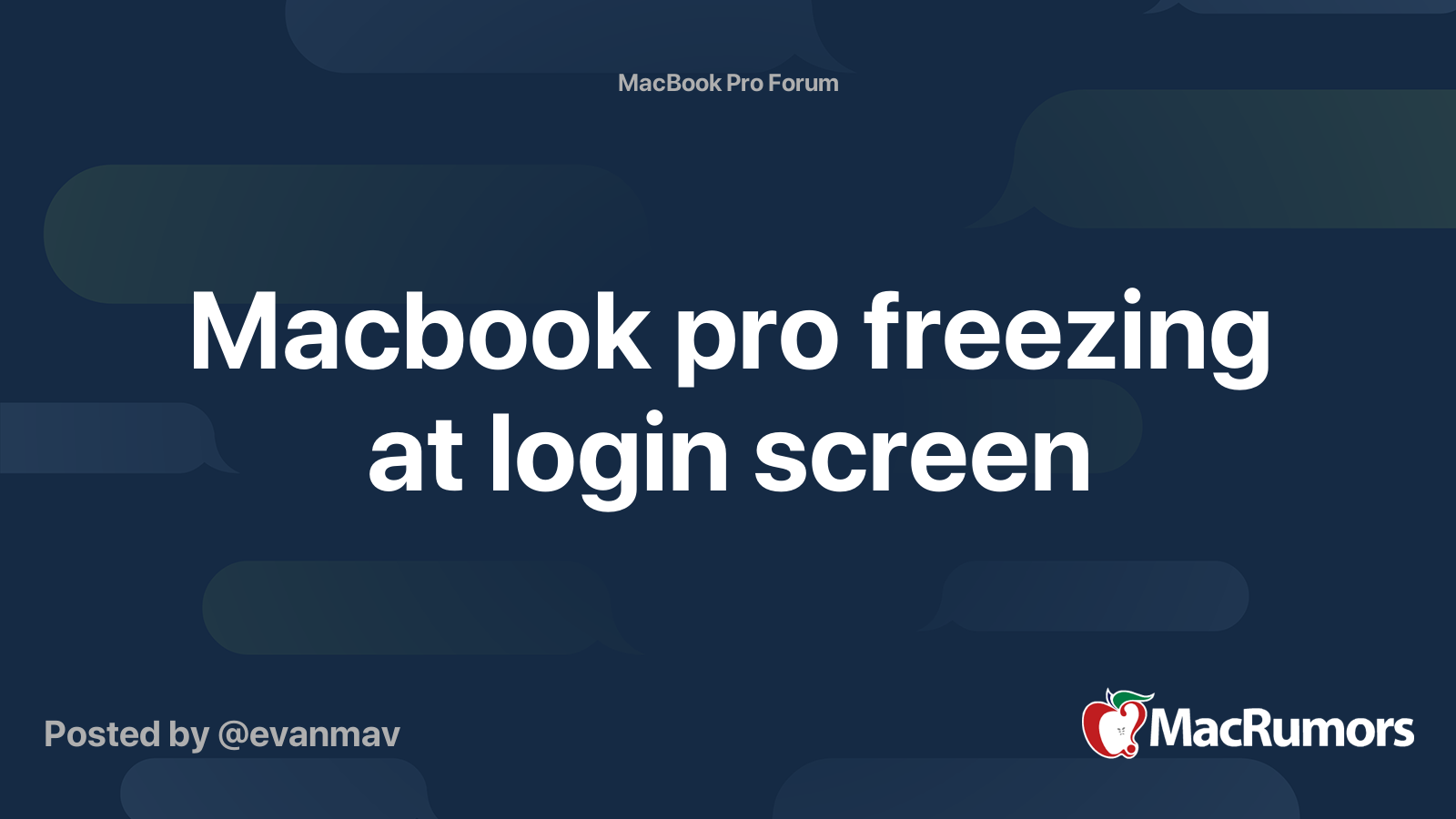 Macbook pro freezing at login screen MacRumors Forums