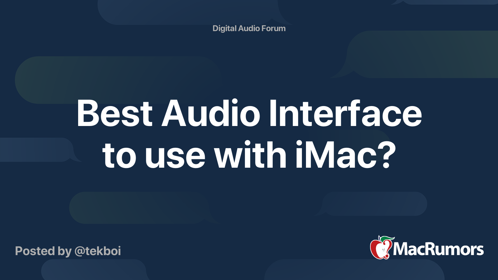 Best Audio Interface to use with iMac? | MacRumors Forums