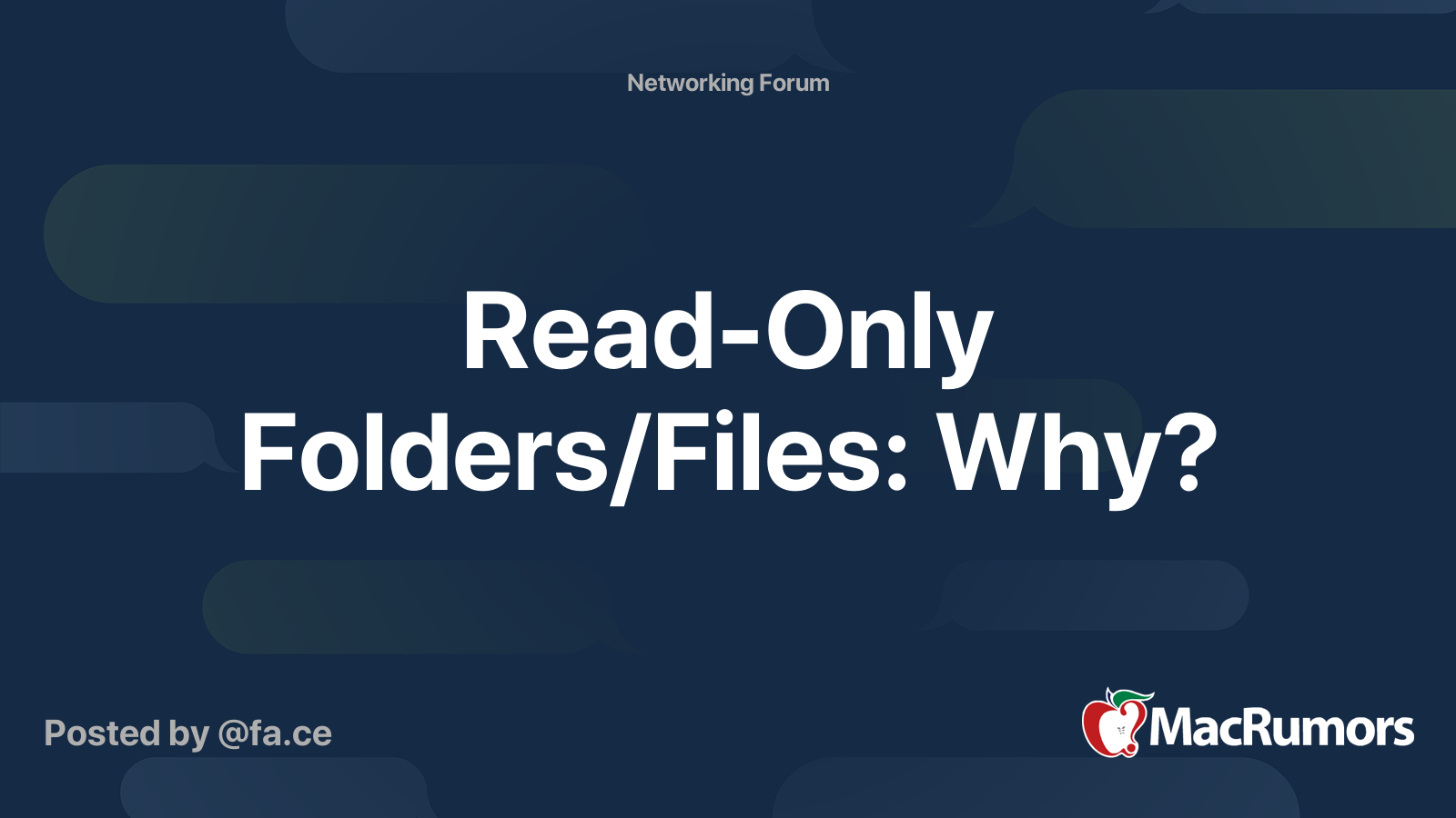 ReadOnly Folders/Files Why? MacRumors Forums