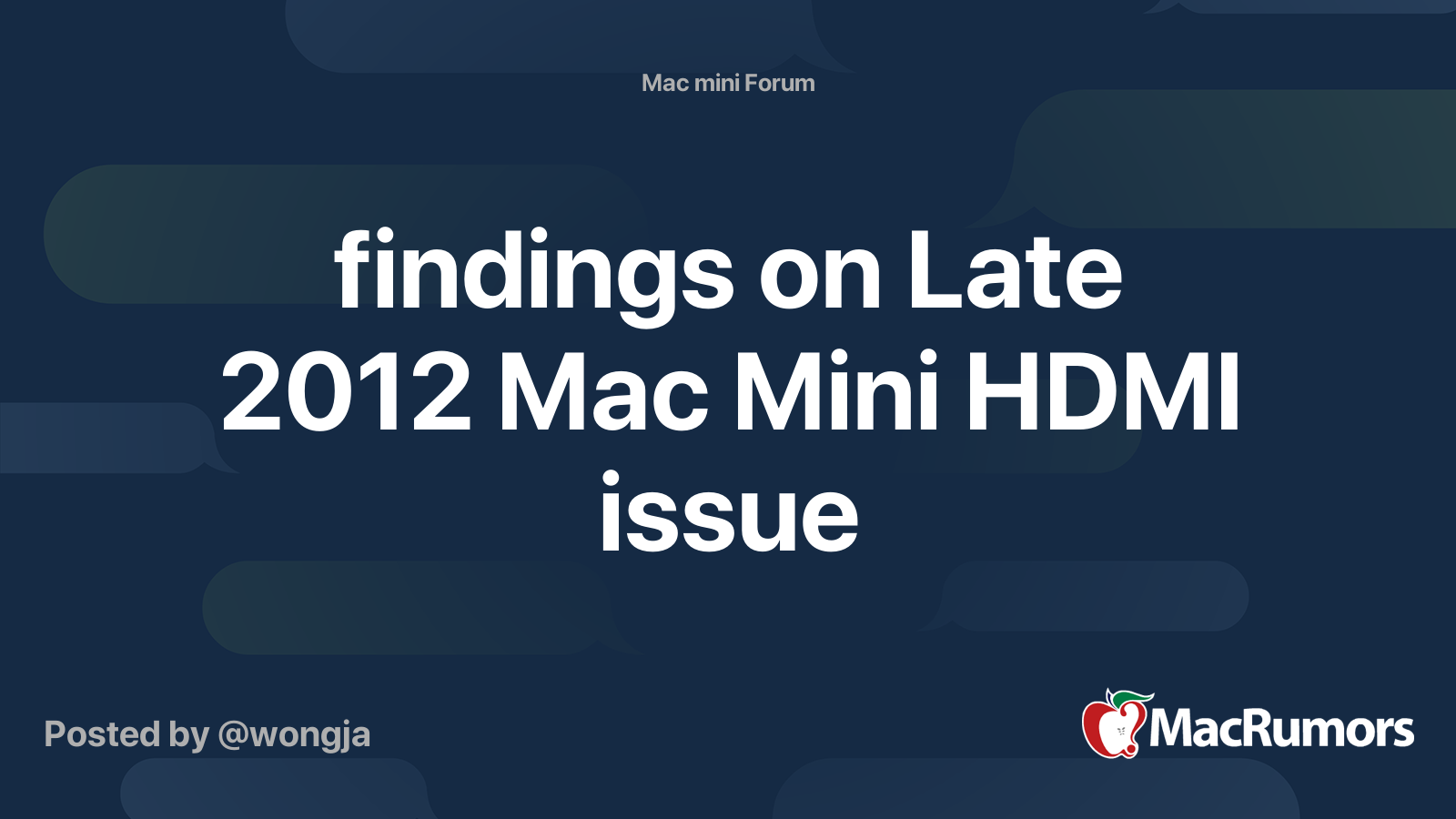 Mac Mini late 2012 will not display properly when using HDMI-HDMI