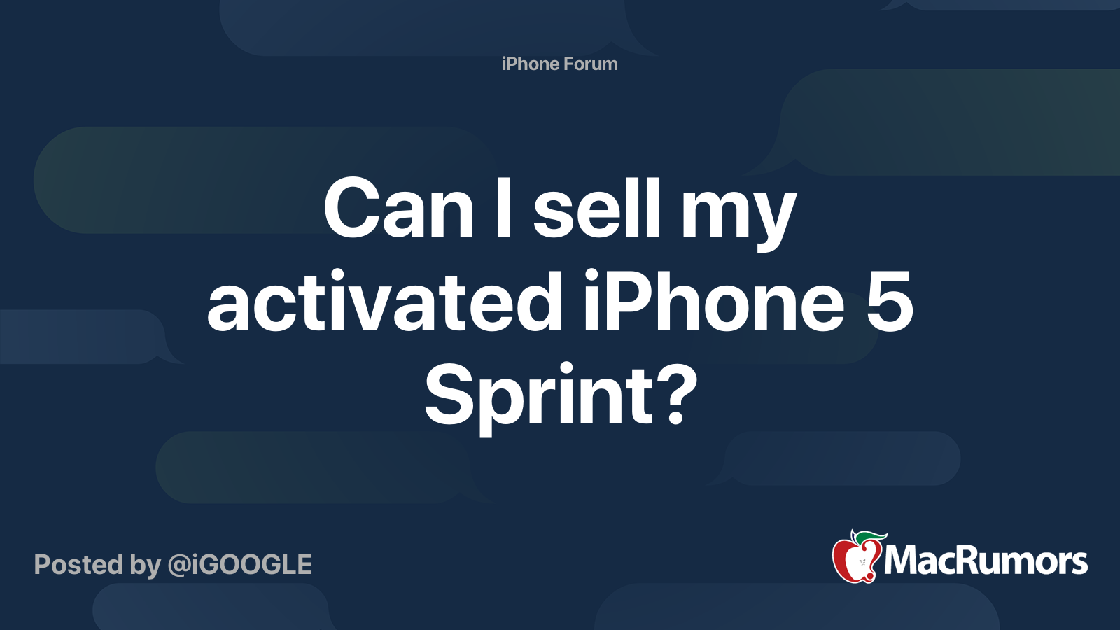 Can I Sell My Activated IPhone 5 Sprint MacRumors Forums