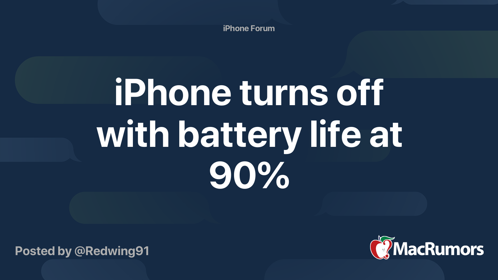 iPhone turns off with battery life at 90% | MacRumors Forums