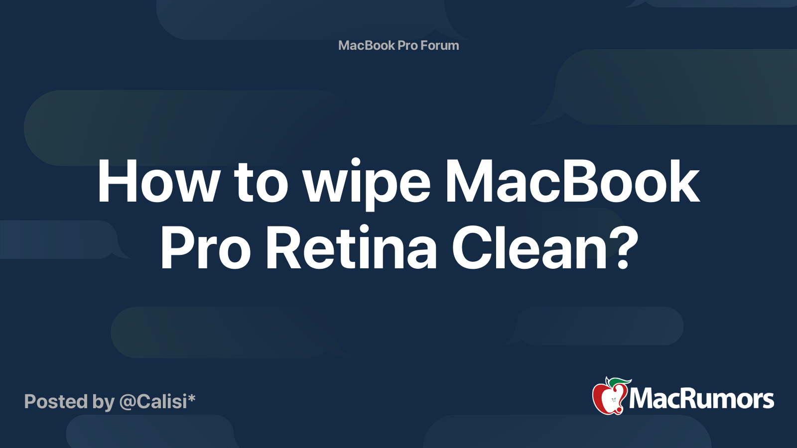 How to wipe MacBook Pro Retina Clean? MacRumors Forums