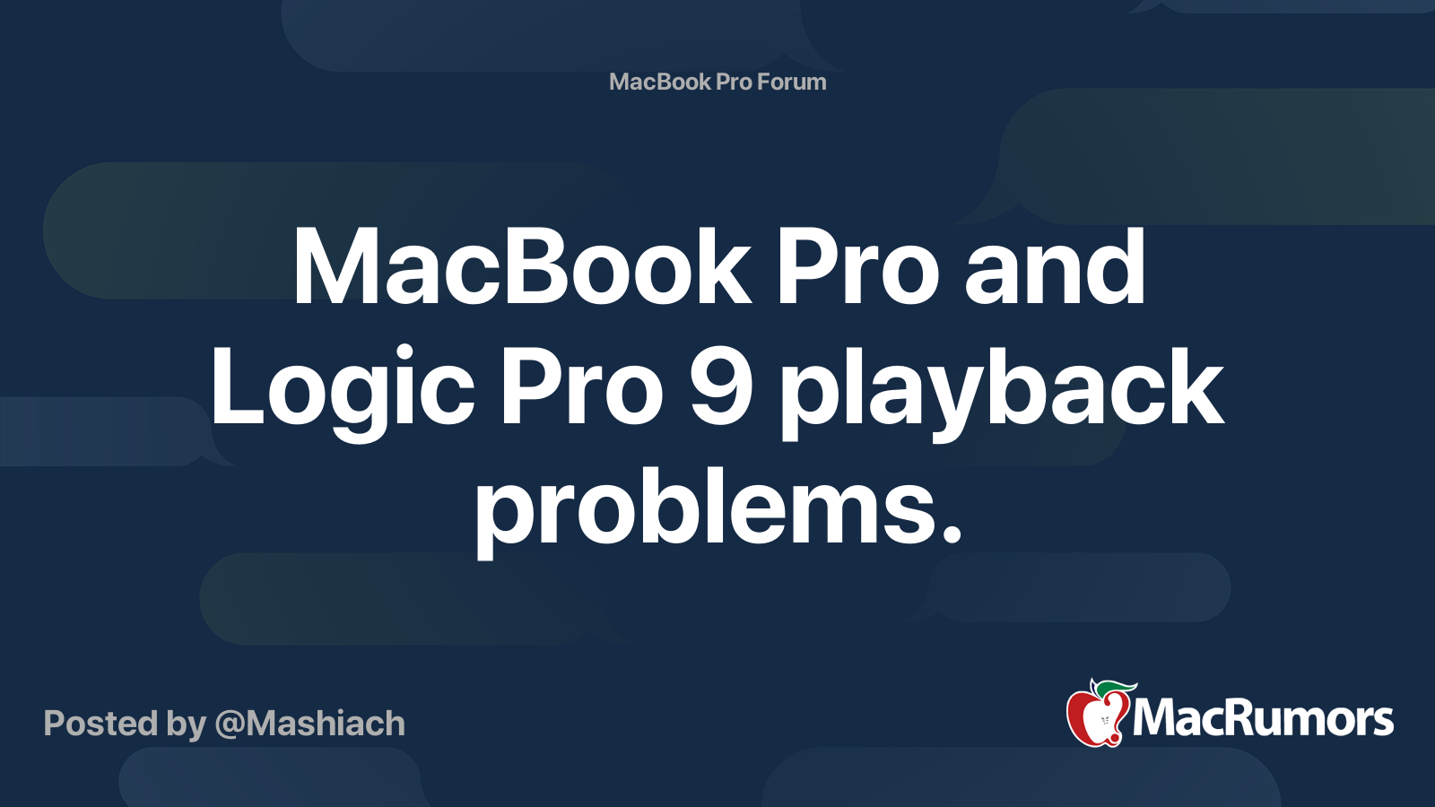 MacBook Pro and Logic Pro 9 playback problems. MacRumors Forums