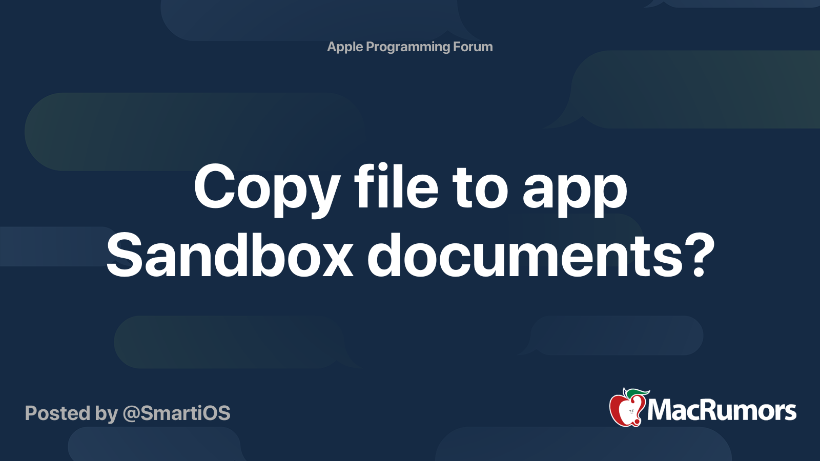 Copy file to app Sandbox documents? MacRumors Forums