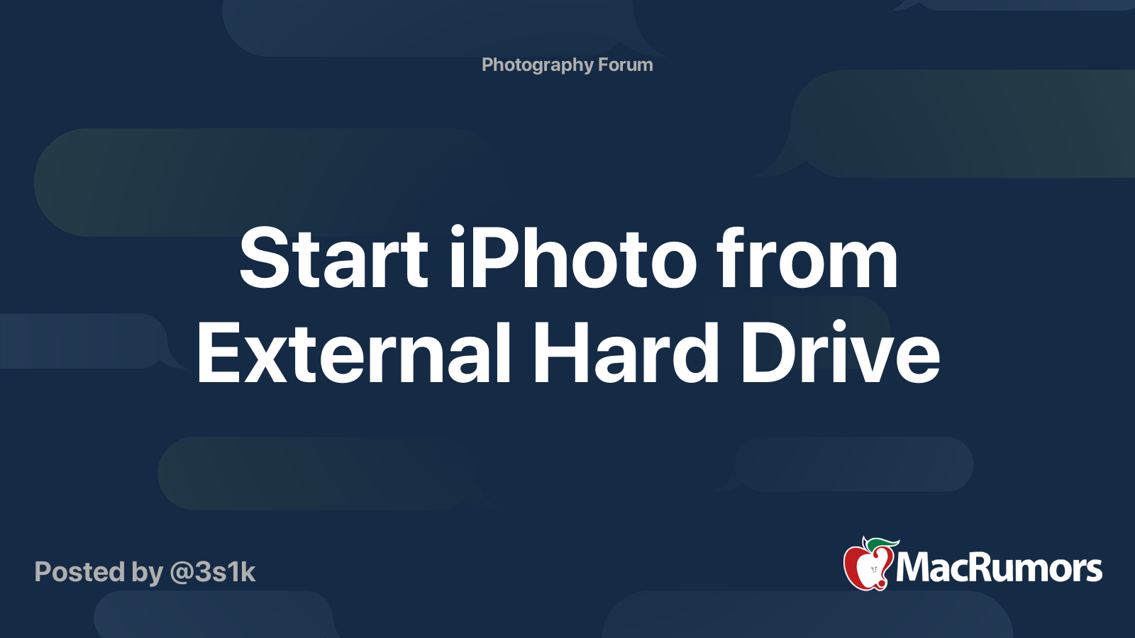Start iPhoto from External Hard Drive MacRumors Forums