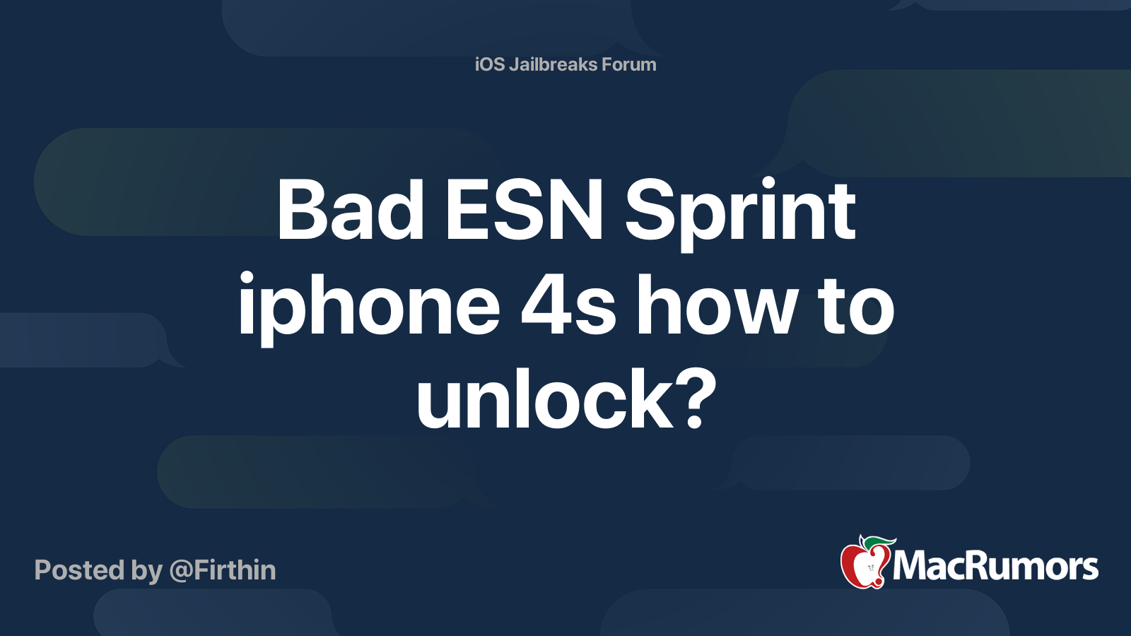 Bad Esn Sprint Iphone 4s How To Unlock Macrumors Forums